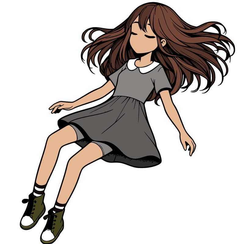 realistic girl floating