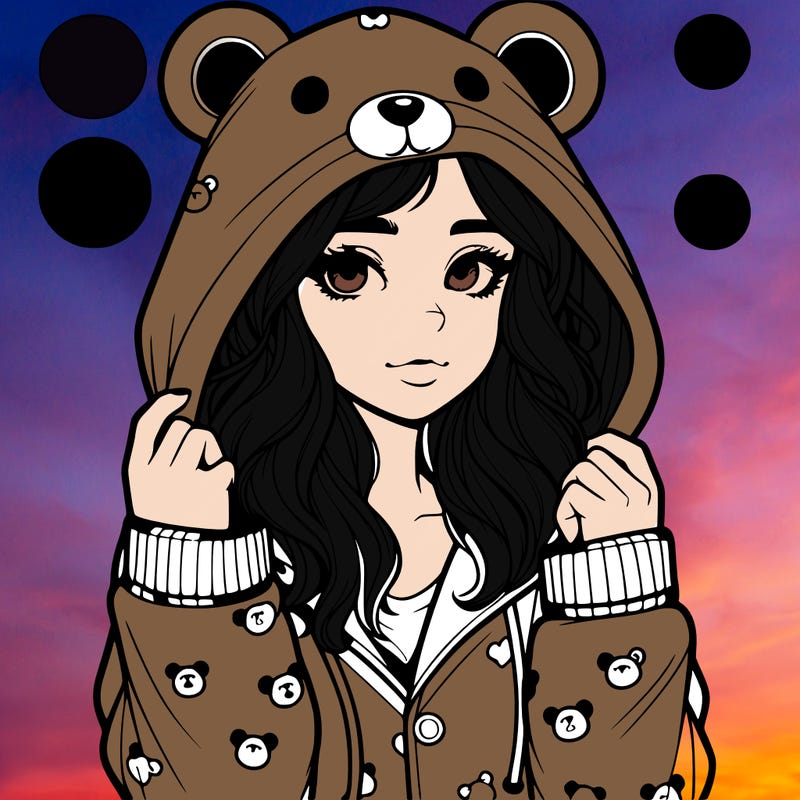 realistic girl in a animal pjs hoodie