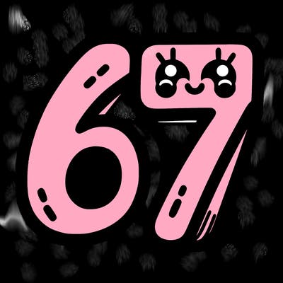 the numbers 67