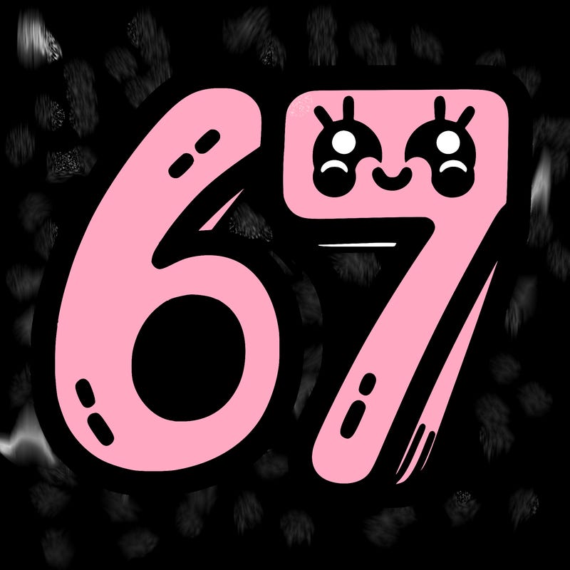the numbers 67