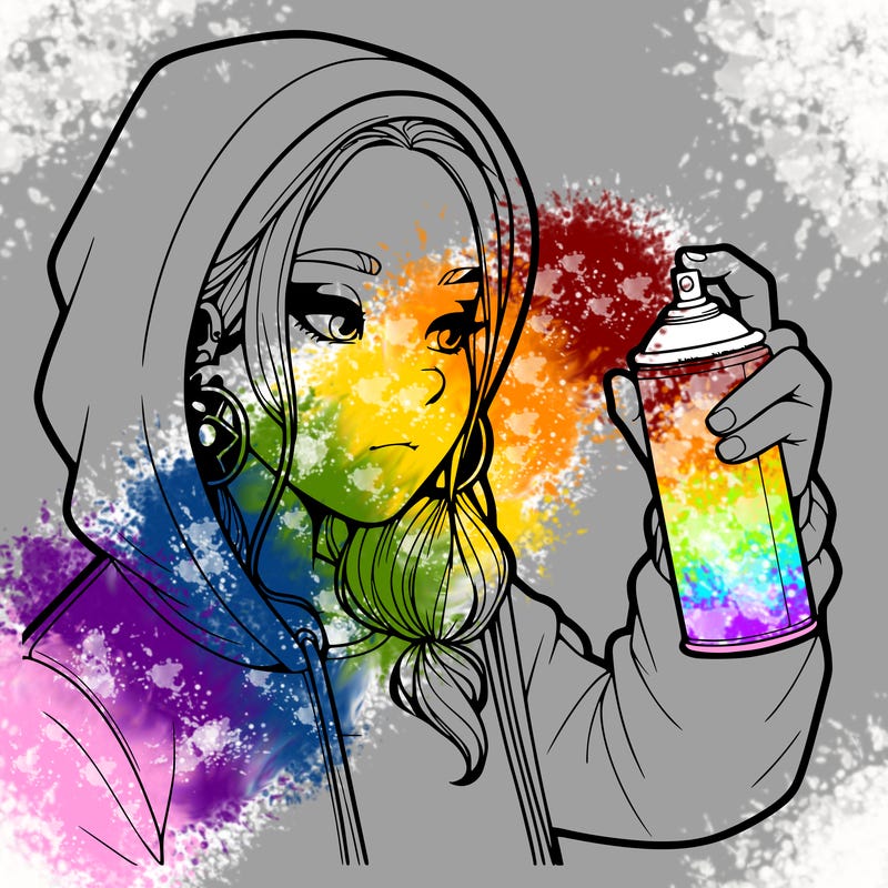 a realistic girl, spray painting