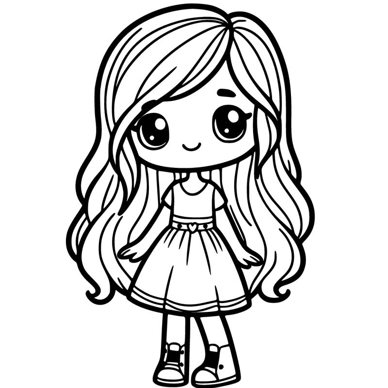 a girl with long hair and a dress