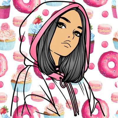 a realistic girl in a hoodie