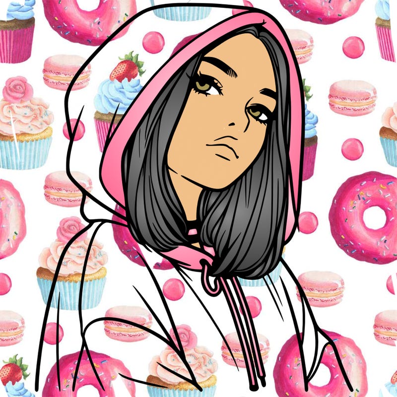 a realistic girl in a hoodie