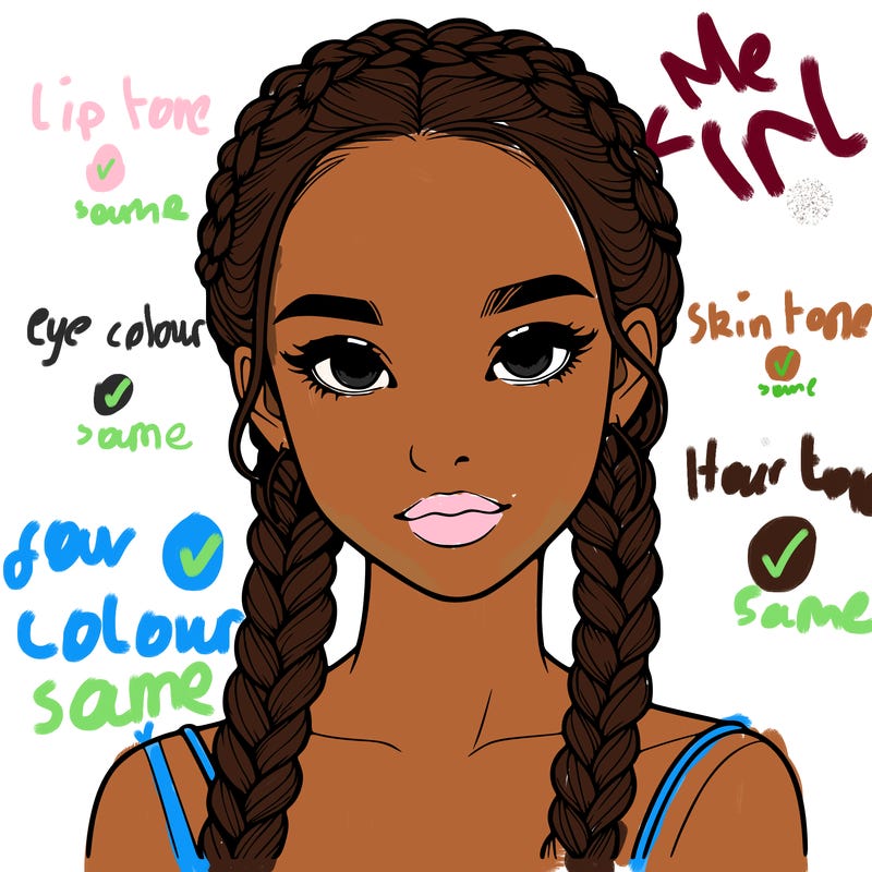 realistic girl with braids