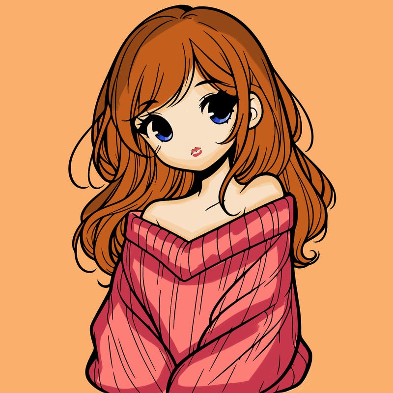 shy pretty girl wearing a sweater that is falling off one shoulder portrait