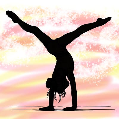realistic gymnastic hand stand girl in four splits
