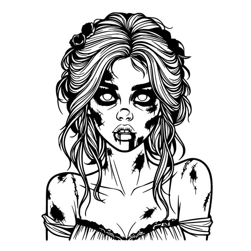 realistic beautiful zombie girl