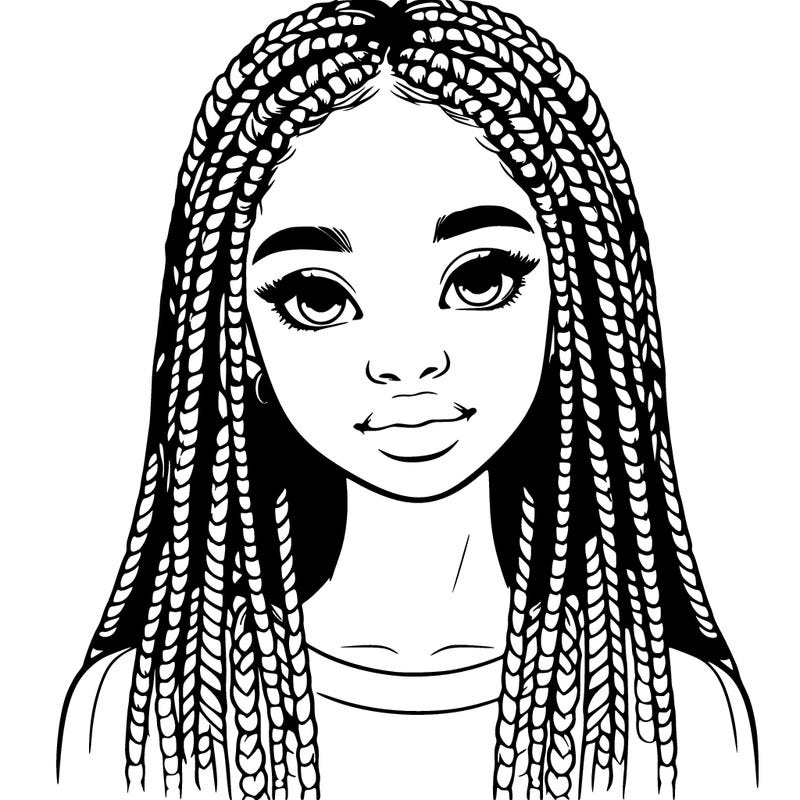 realistic, black girl with braids