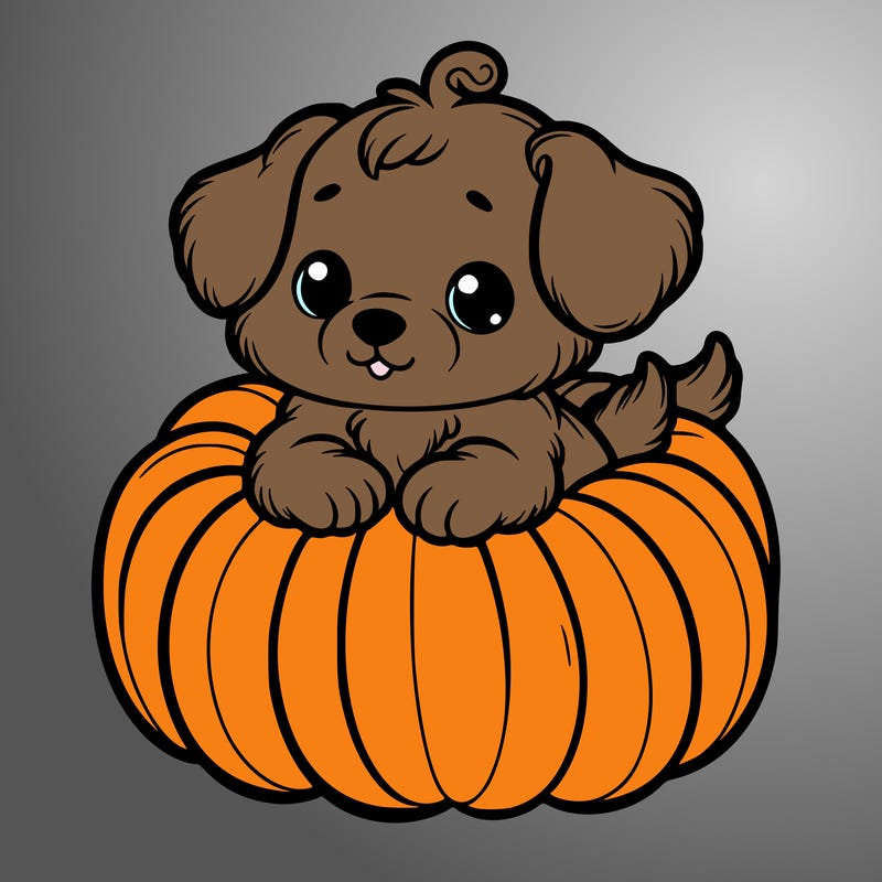 cute little puppy in a pumpkin