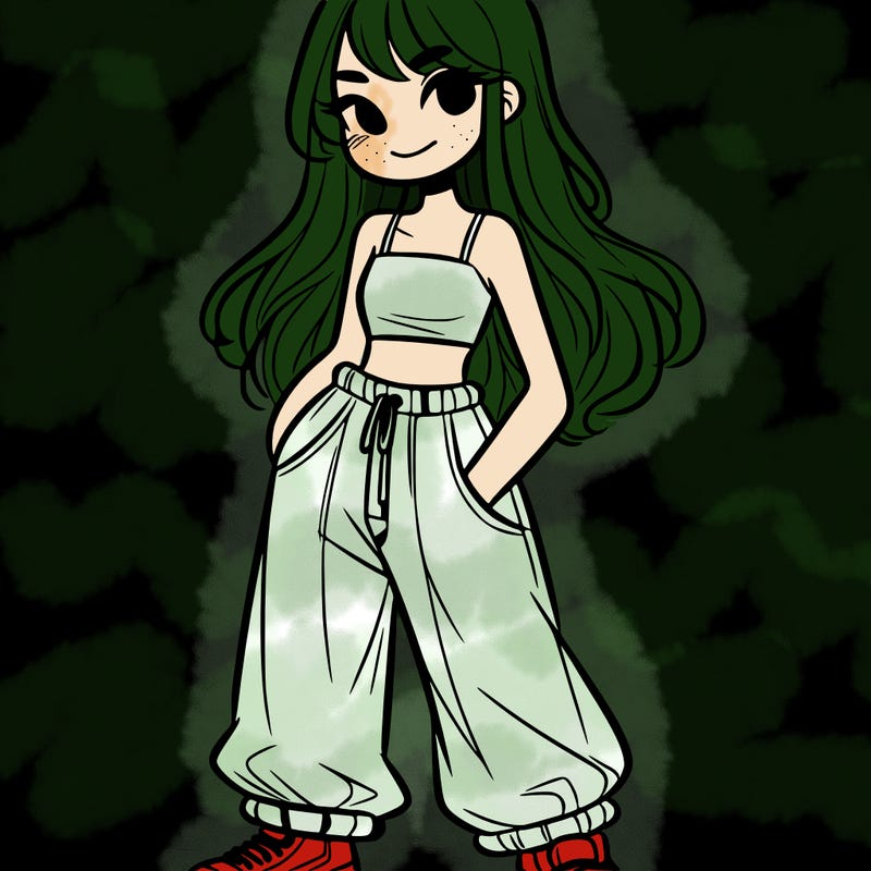 girl in crop top and baggy pants