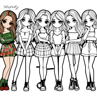 a group of girls realistic