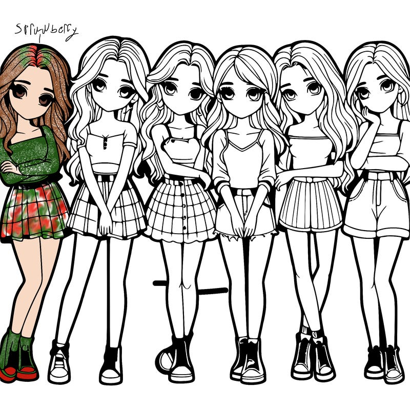 a group of girls realistic