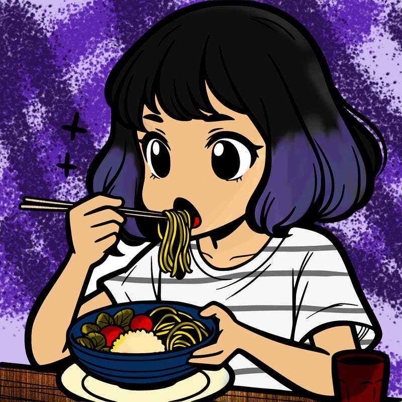 a girl eating food