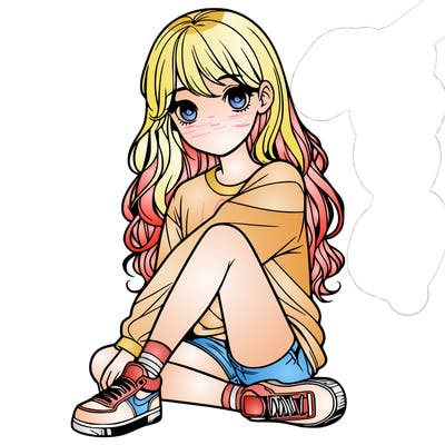 girl sitting realistic