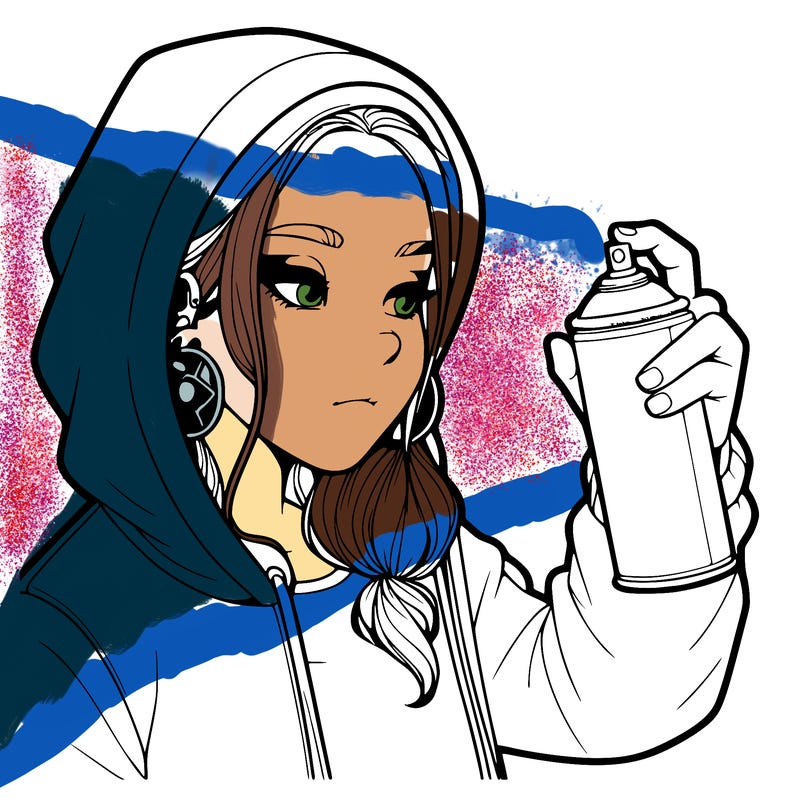 a realistic girl, spray painting