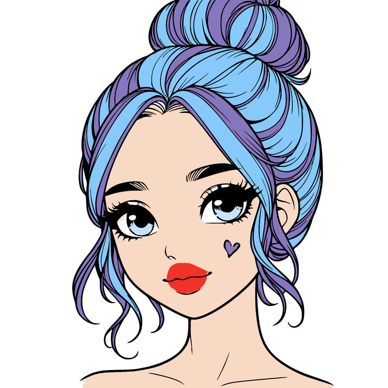 realistic pretty girl with hair in bun