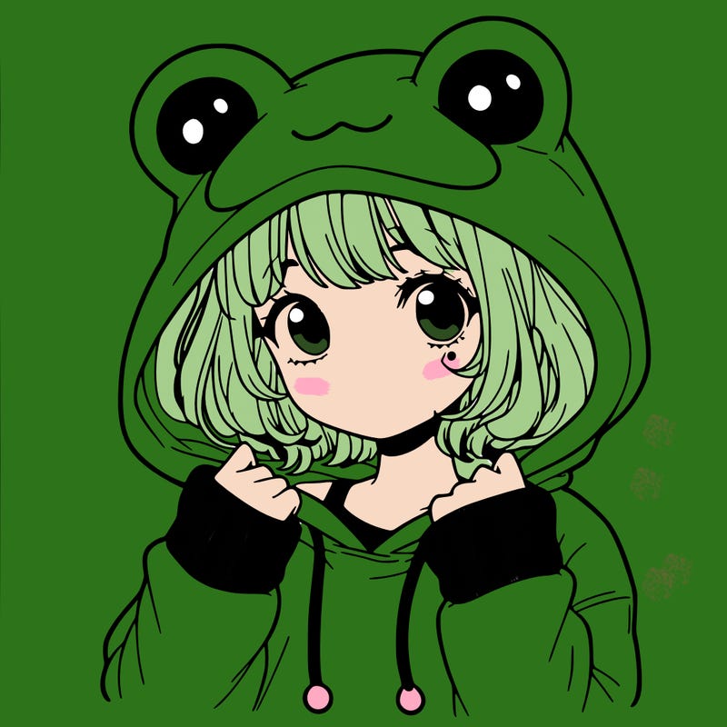 a cute teenage girl wearing a frog hoodie