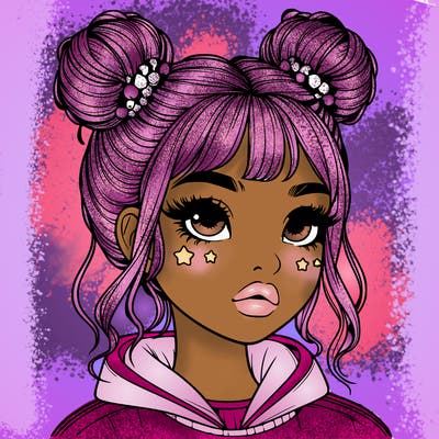 realistic girl with space buns
