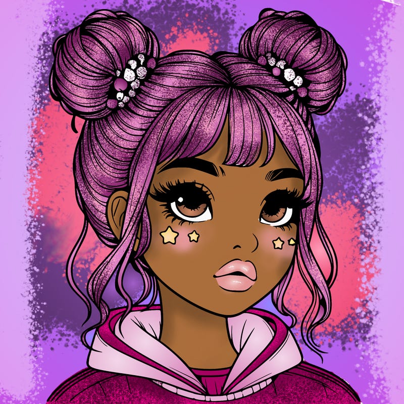 realistic girl with space buns
