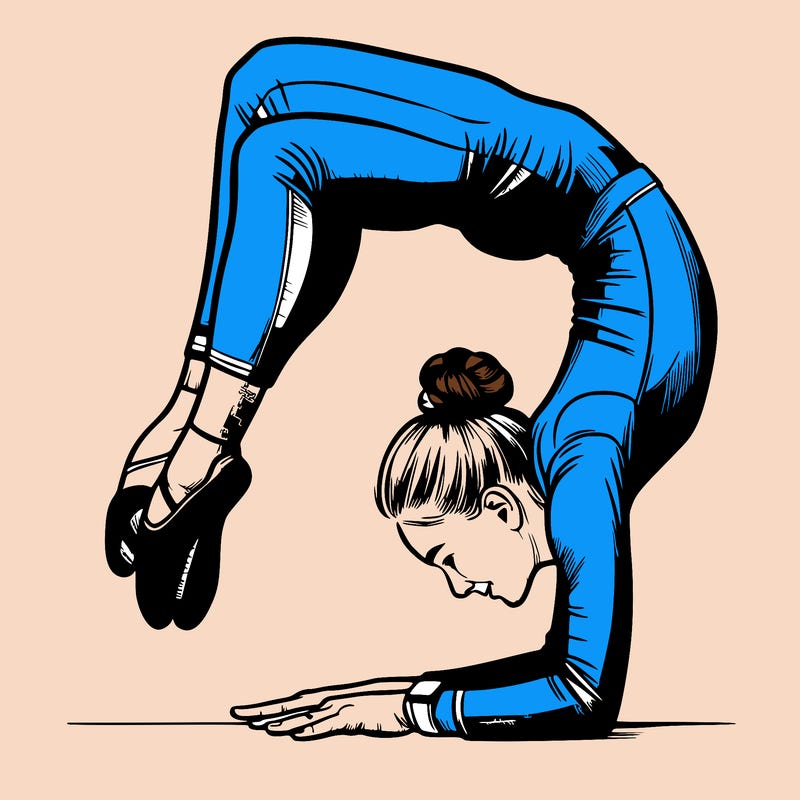 realistic girl doing gymnastics