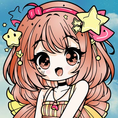cute anime girl with star accessories