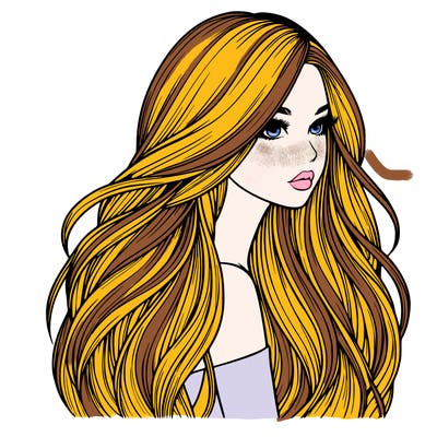 realistic girl with long realistic hair