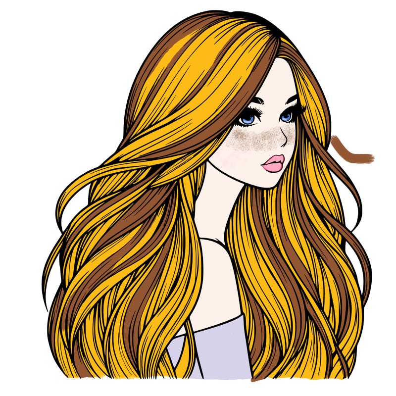 realistic girl with long realistic hair