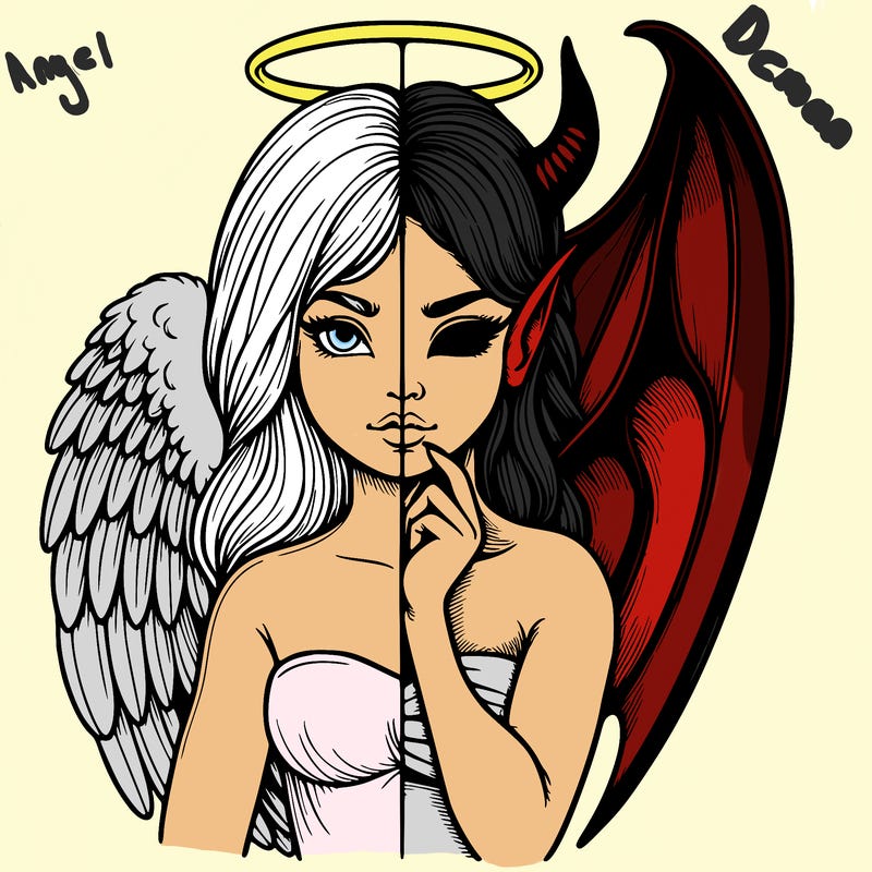realistic angel half demon