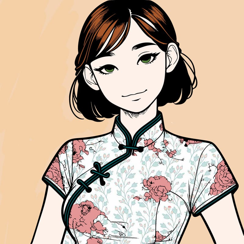 realistic asian girl wearing qipao
