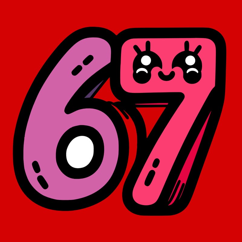 the numbers 67