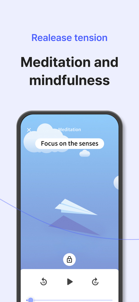 Silvia - Dementia games - Silvia app screenshot showing meditation and mindfulness exercises to release tension