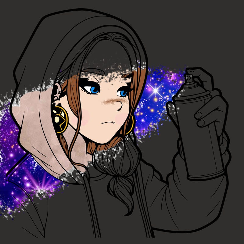 a realistic girl, spray painting