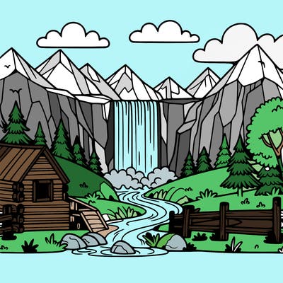 landscape with a waterfall