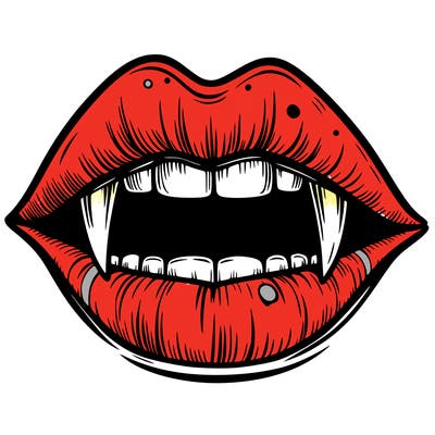 lips with vampire teeth