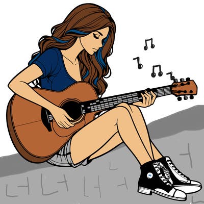 realistic woman play guitar