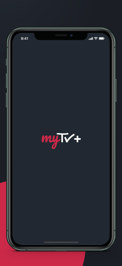 MyTV plus app logo on the startup splash screen of an iPhone