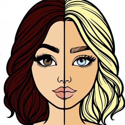 realistic girl split half