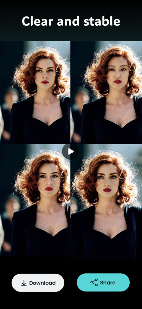 Four realistic AI face swap examples displayed in a grid