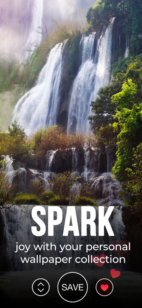 Live Wallpapers for Me - Majestic waterfall live wallpaper preview in the Live Wallpapers for Me app interface