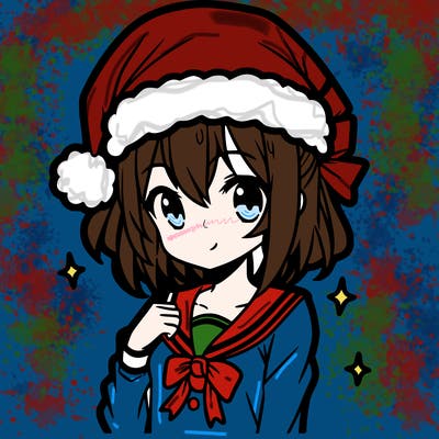 anime girl wearing a santa hat