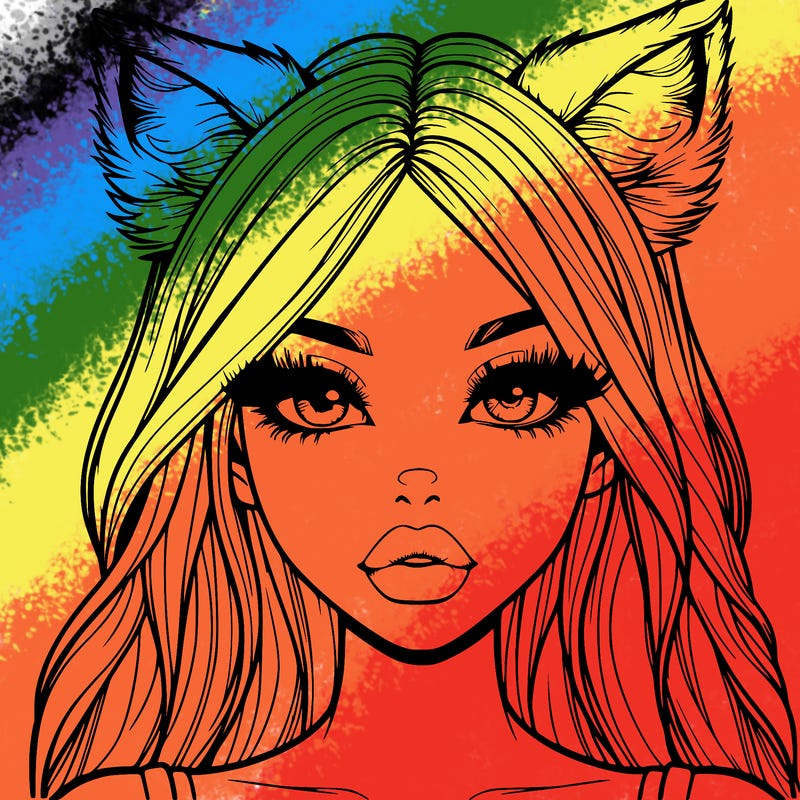 realistic girl with fox ears and realistic lips