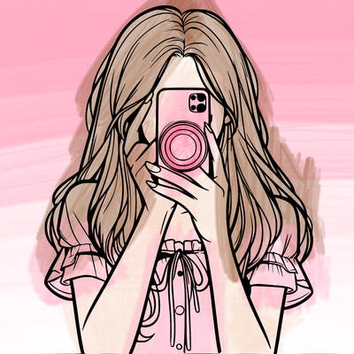 a realistic girl holding her phone taking pictures