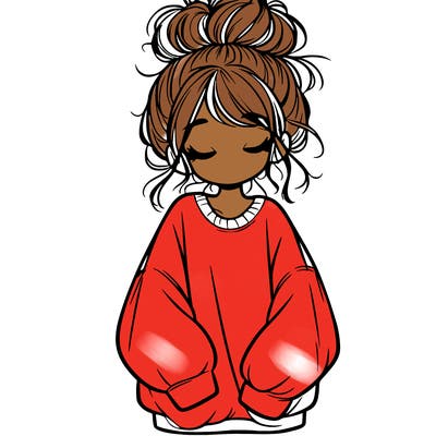 girl with baggy sweatshirt and messy bun
