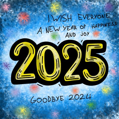 one line scrawled numbers sketch design “2025”