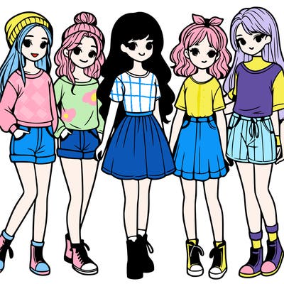 a group of five girls