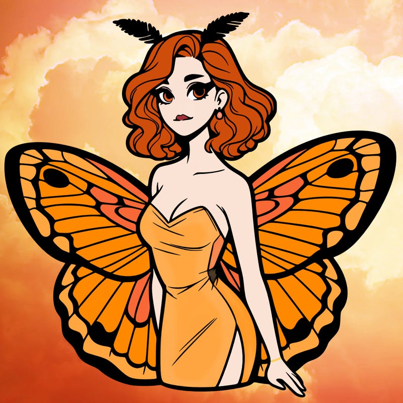woman with moth wings
