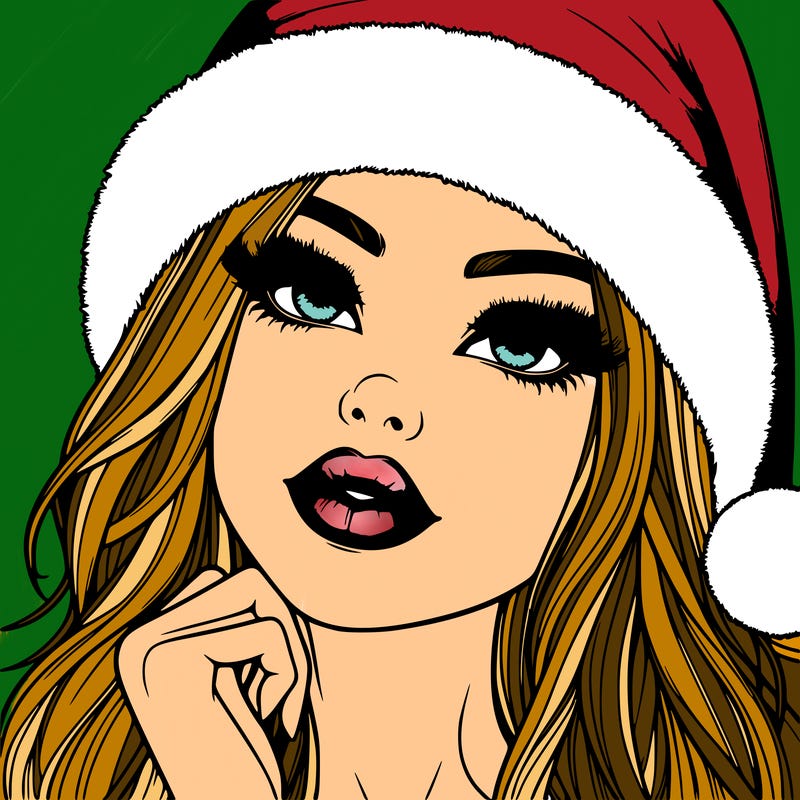 realistic christmas girl with lips