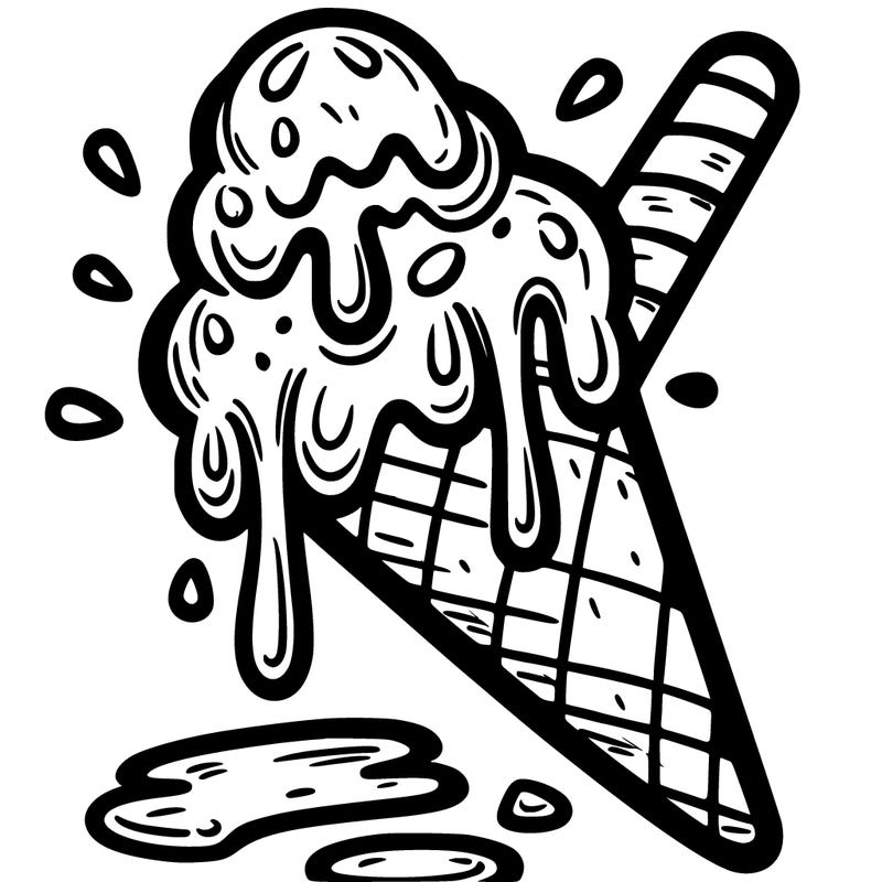 melting ice cream in a cone