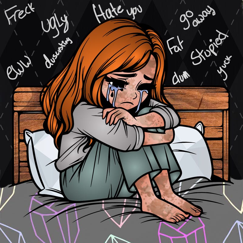 realistic girl crying on her bed over a break up